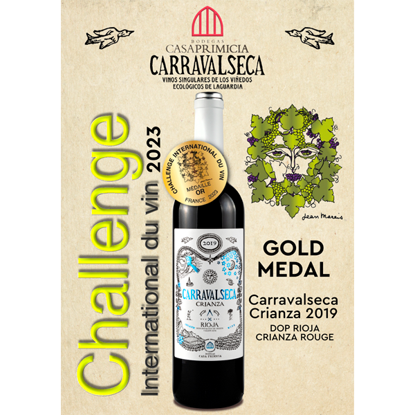 Carravalseca Crianza 2019 recibe la medalla de oro en el Challenge International du Vin 2023