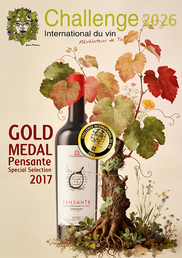 Pensante Special Selection 2017 de Bodegas Casa Primicia, medalla de oro en el Challenge International du Vin de Burdeos